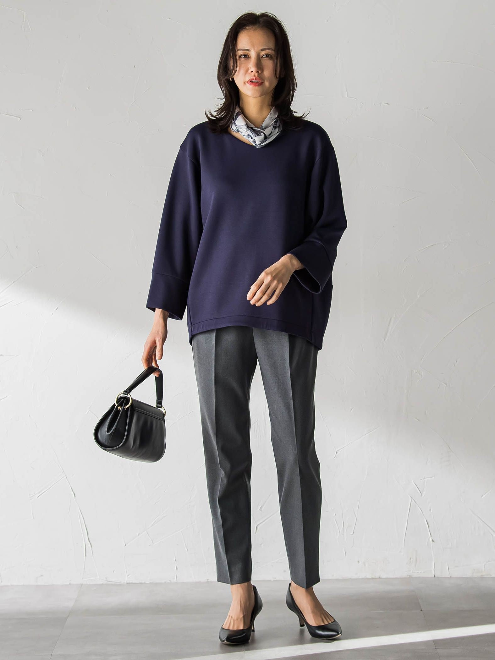 【WEB限定】《暖色美》裏起毛Vネックトップス≪手洗い≫