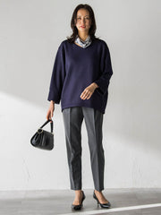 【WEB限定】《暖色美》裏起毛Vネックトップス≪手洗い≫