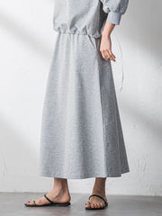 ボートネックドロストヘムスカートセットアップ