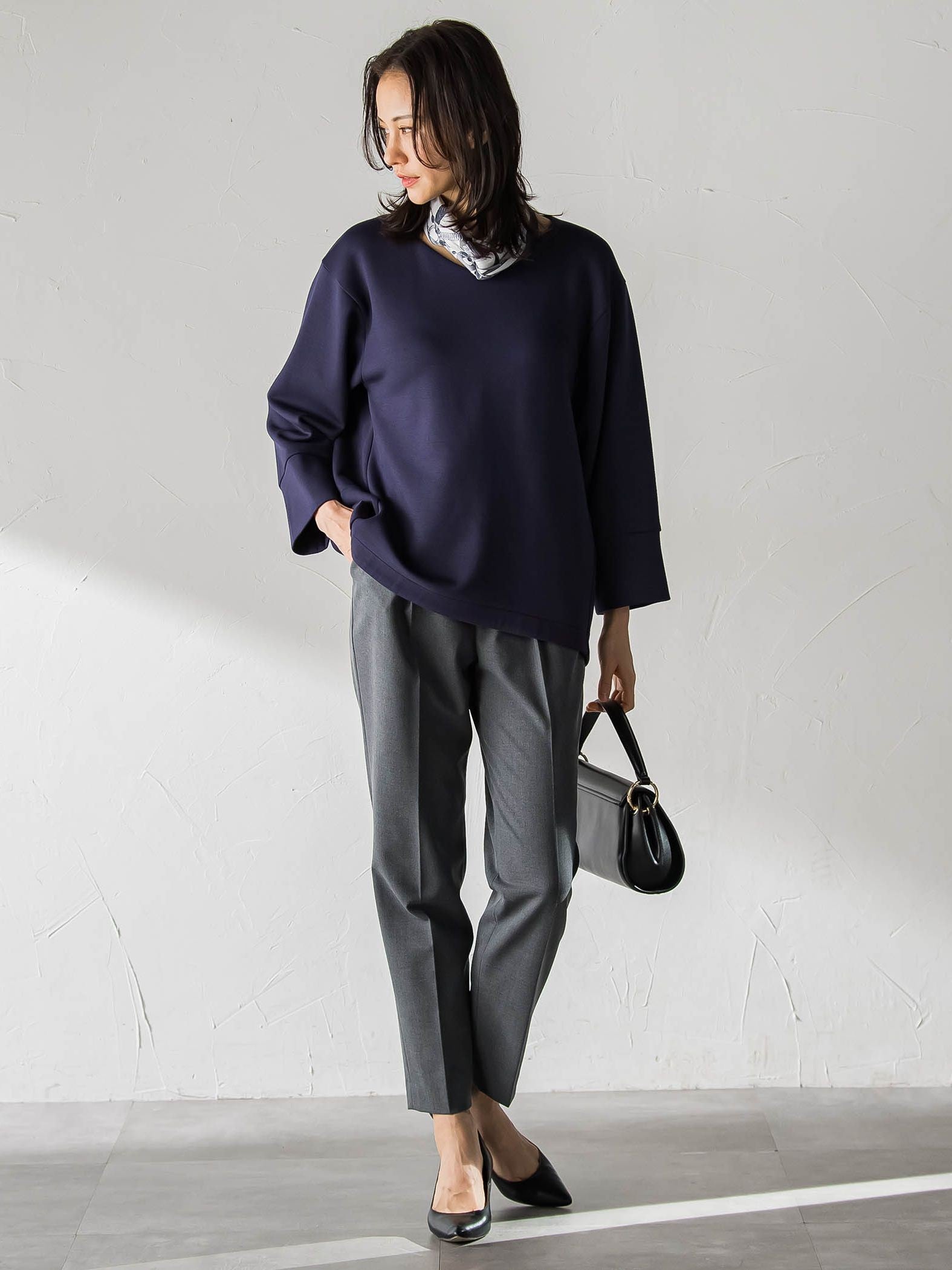 【WEB限定】《暖色美》裏起毛Vネックトップス≪手洗い≫