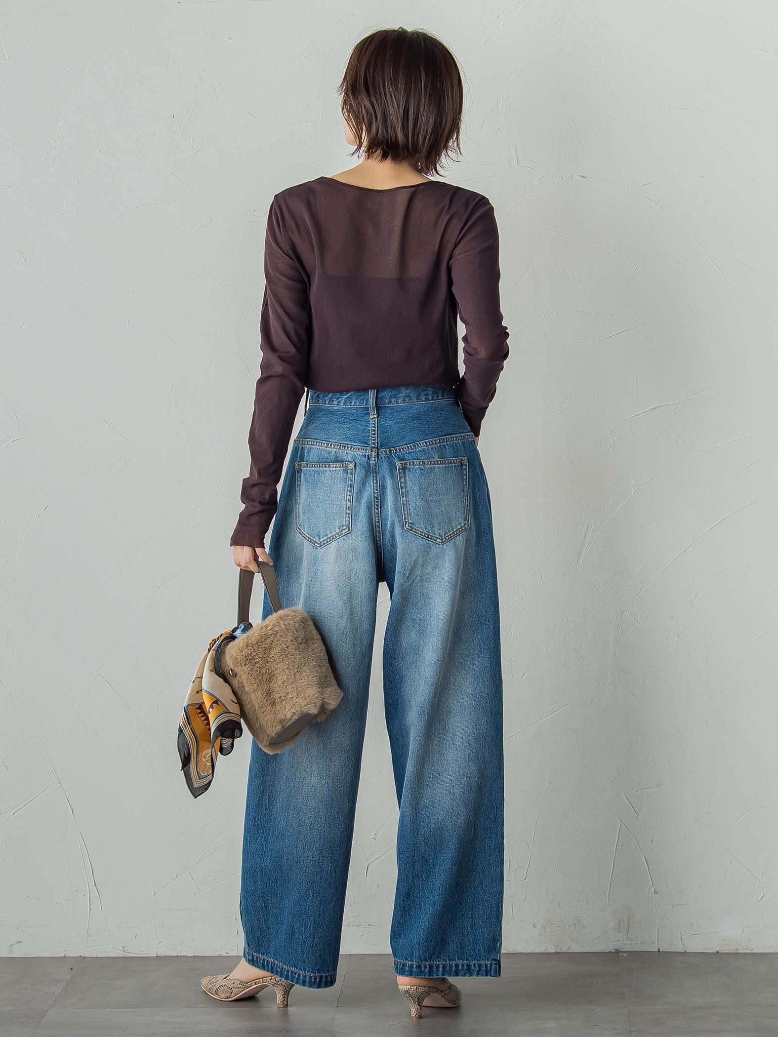 タックデニムパンツ≪洗濯機で洗える≫