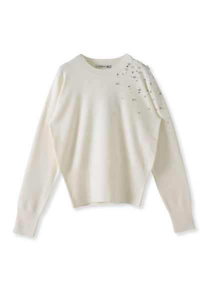 アシメパールビジューニット