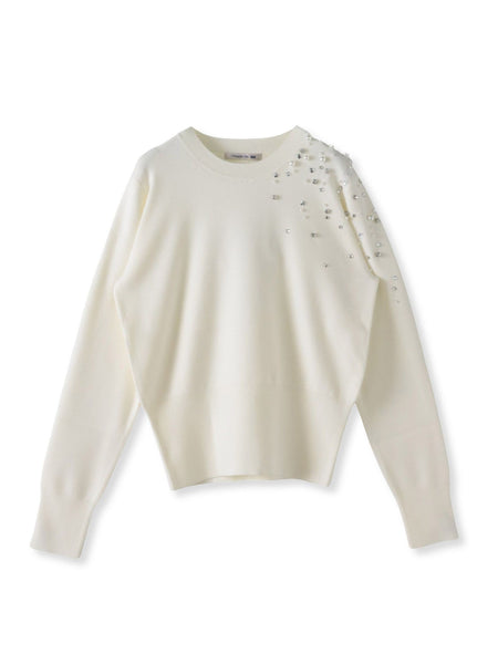 アシメパールビジューニット