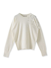 アシメパールビジューニット