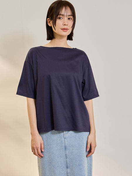 《予約》【連休。涼。軽やかに。】ボートネックT《汗じみ軽減 / 接触冷感》