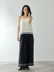 パウダーサテンパネルプリントワイドパンツ