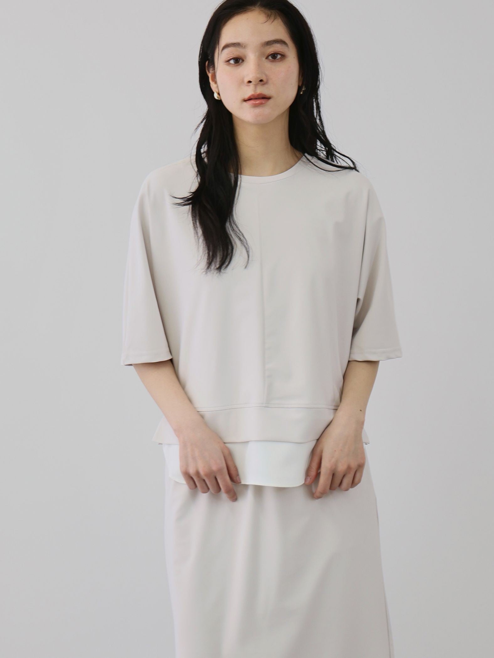 【上下セット】レイヤリードルマントップ×スカート2ピース