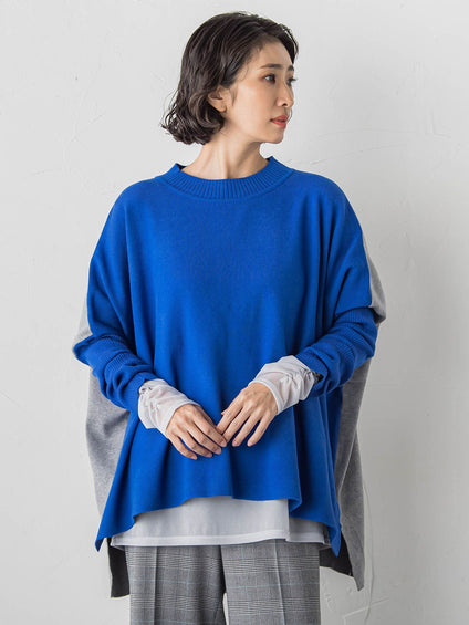 【WEB限定】”前後で印象が変わる”ドルマンバイカラーニット