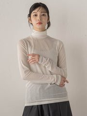 カシミヤシルクシアーラメカットソー≪手洗い可能≫