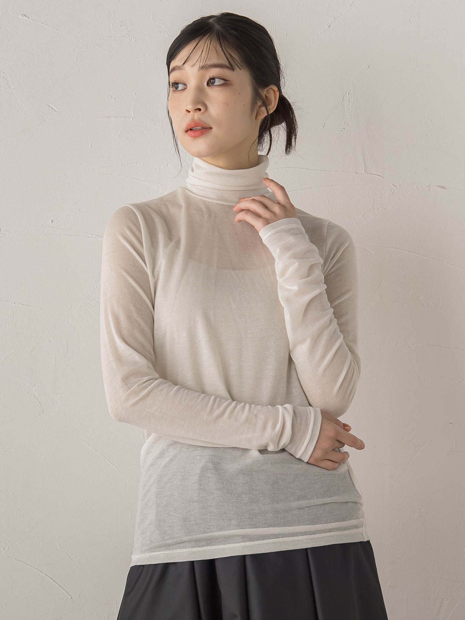 カシミヤシルクシアーラメカットソー≪手洗い可能≫