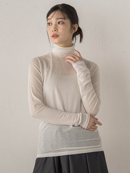 カシミヤシルクシアーラメカットソー≪手洗い可能≫