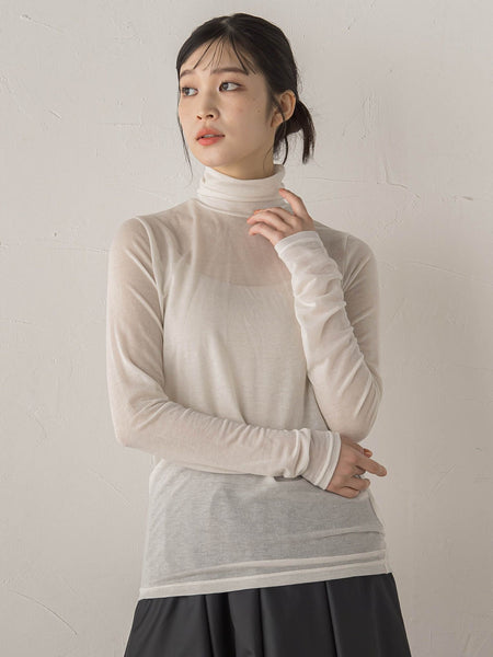 カシミヤシルクシアーラメカットソー≪手洗い可能≫