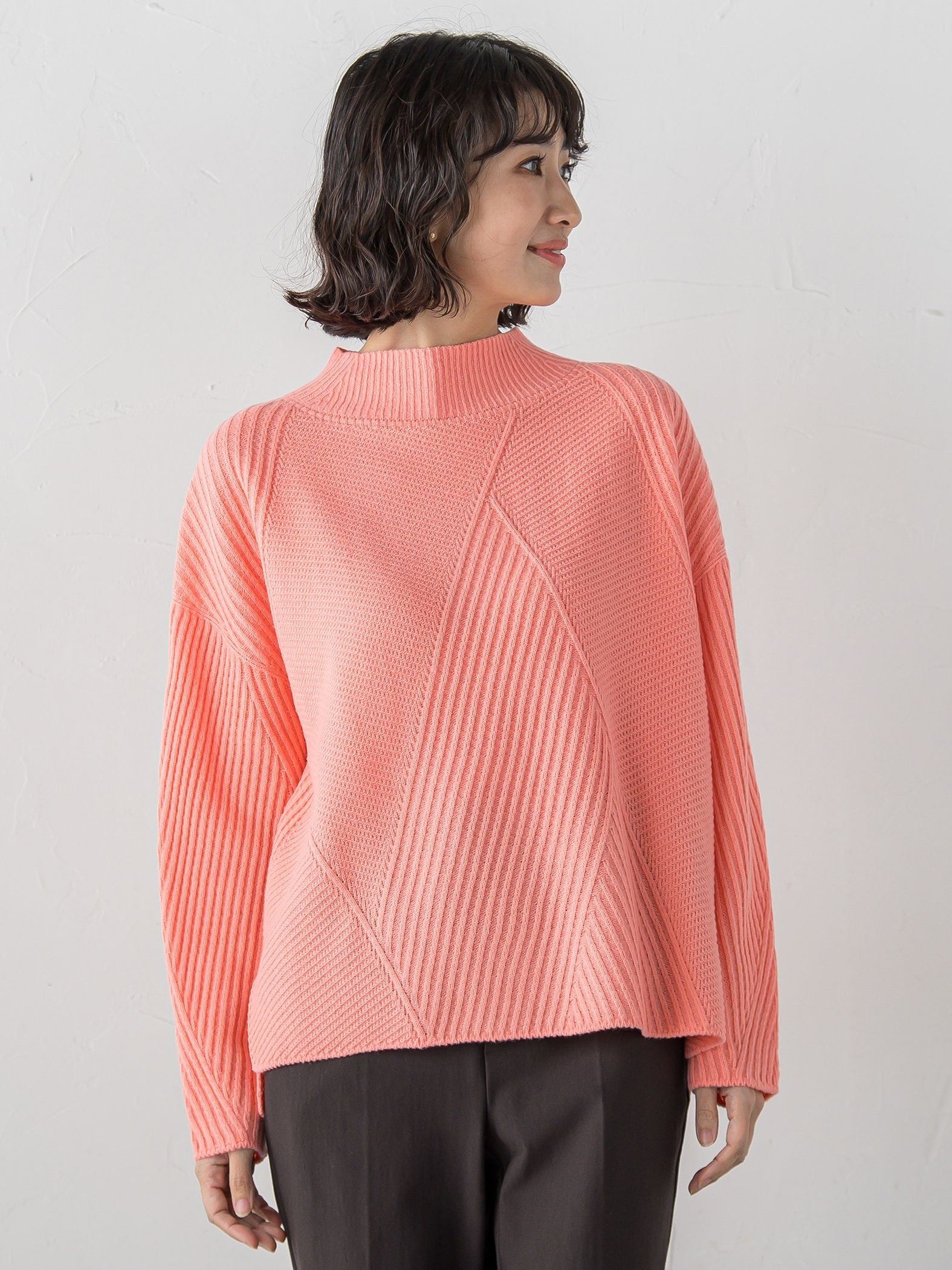 【大きいサイズ】ヘリンボーンニット