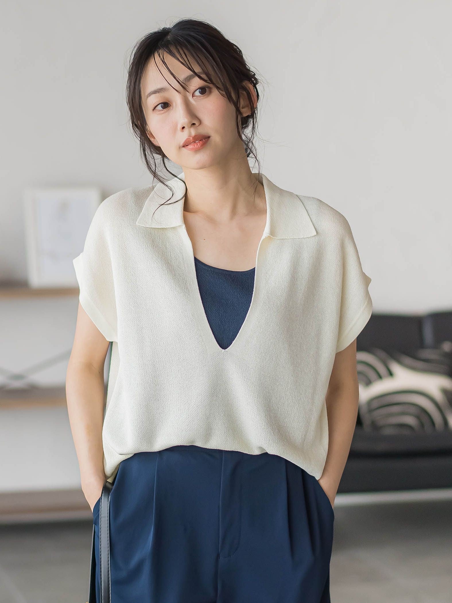 強撚鹿の子ポロドッキングニット