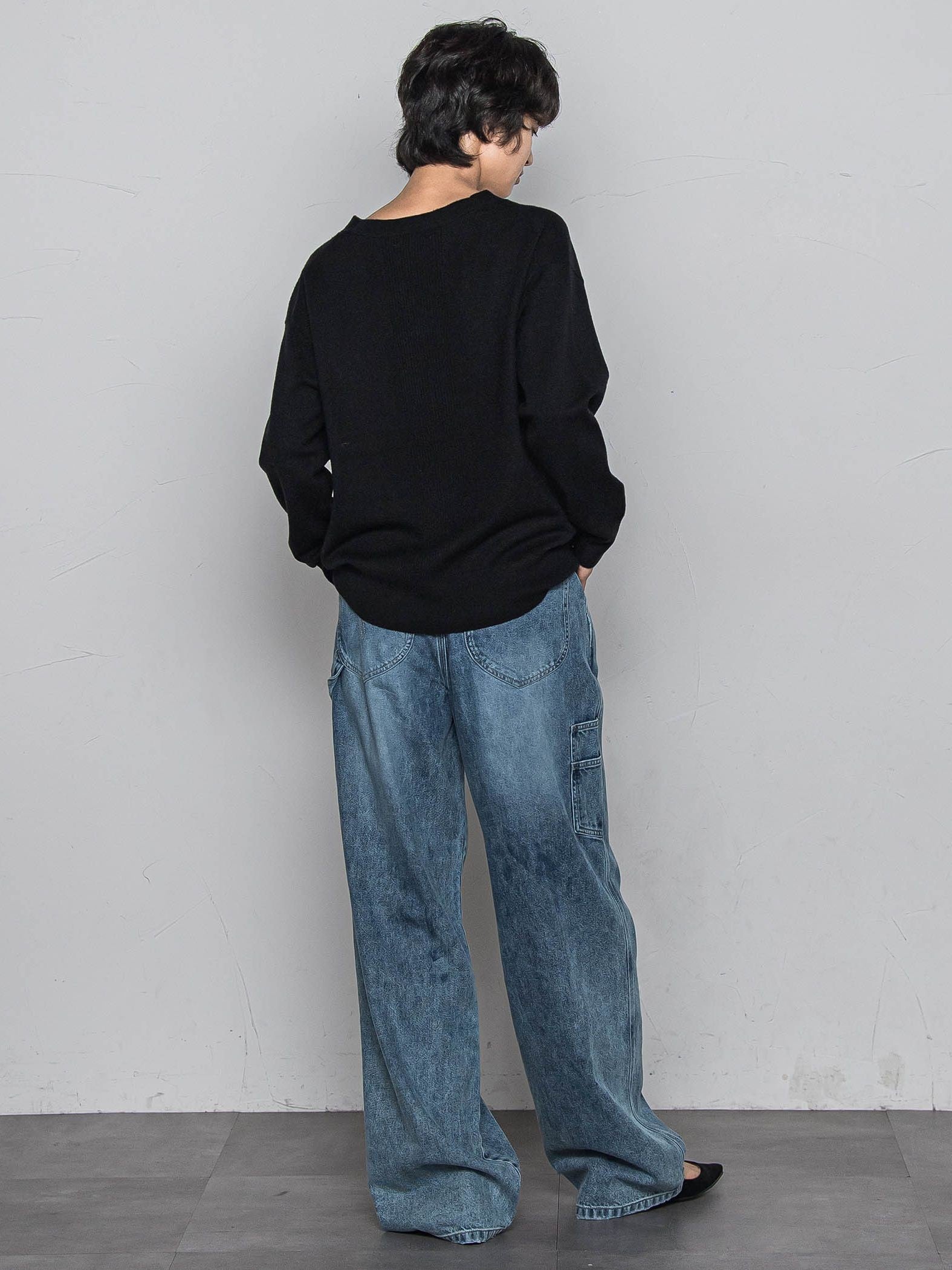 【ふわもち】Vネックニット≪洗濯機で洗える≫