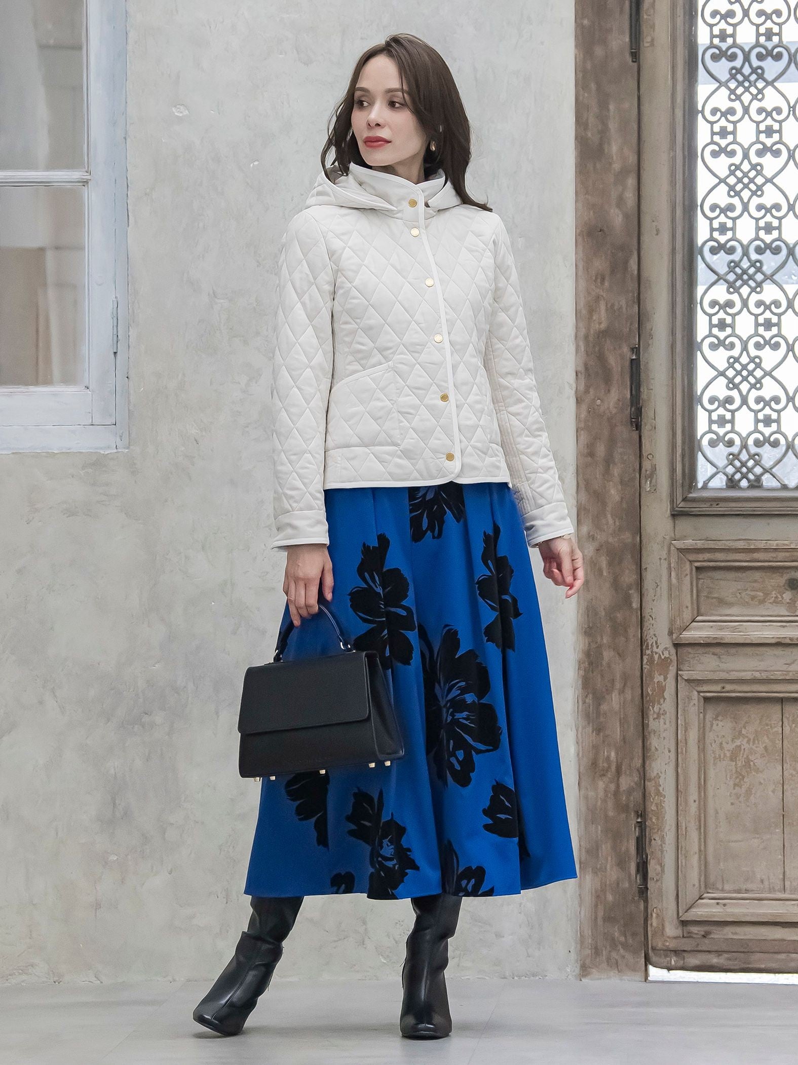 ビッグフラワーフロッキースカート