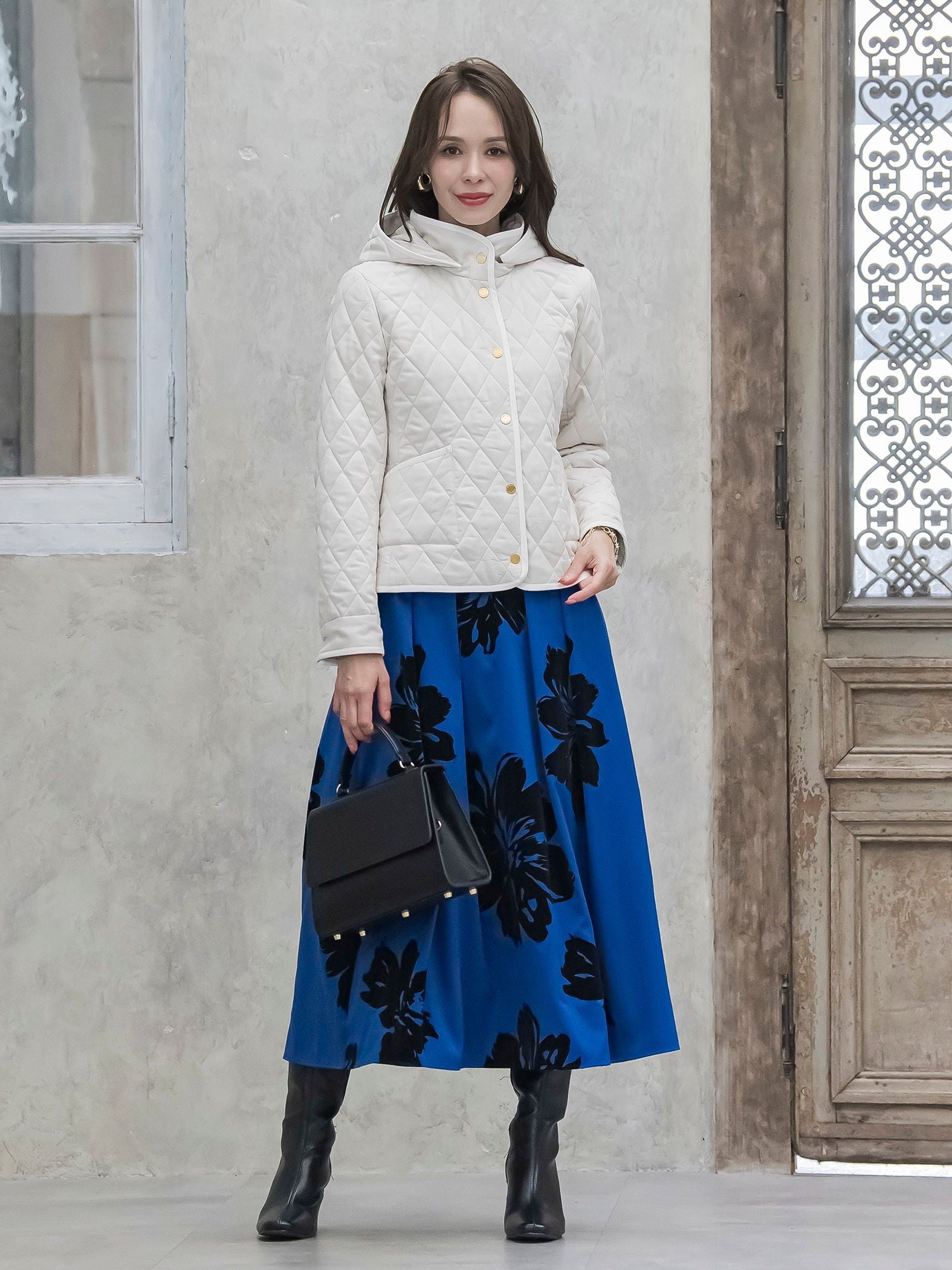 ビッグフラワーフロッキースカート