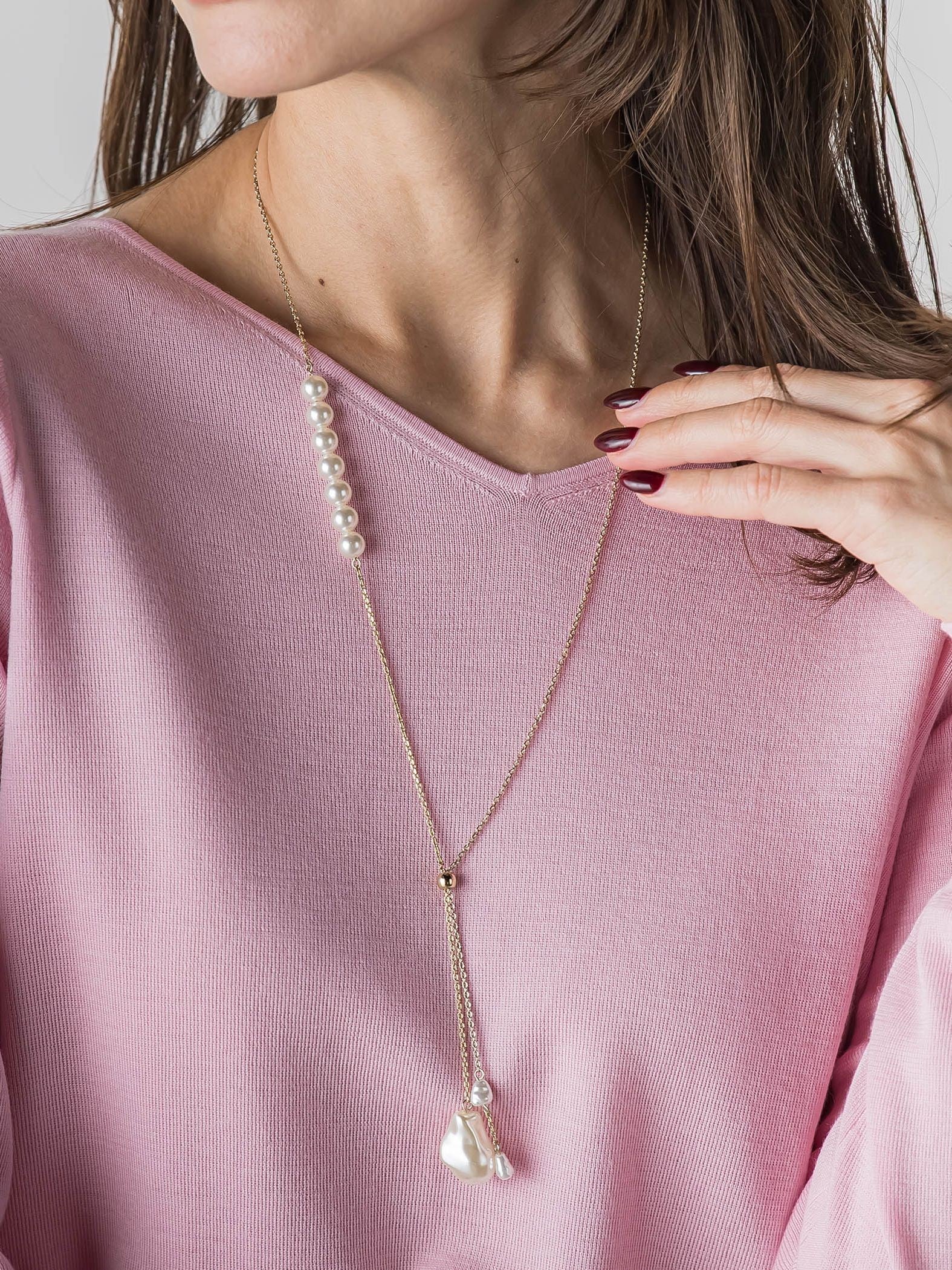 パールラリエットネックレス