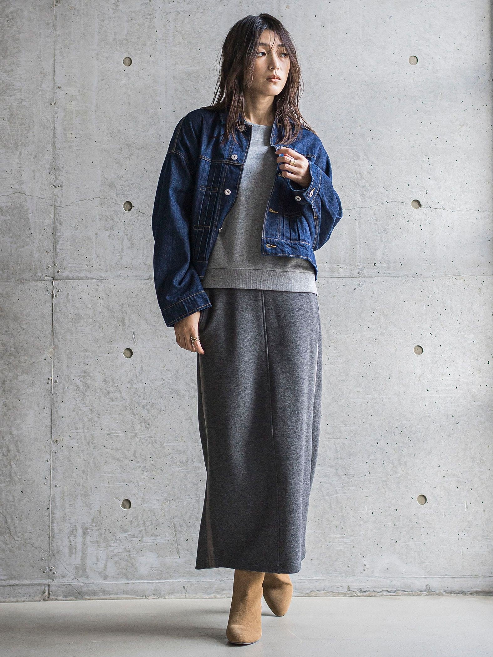 【WEB限定】裏毛×ニット前後ドッキングプルオーバー≪手洗い可能≫