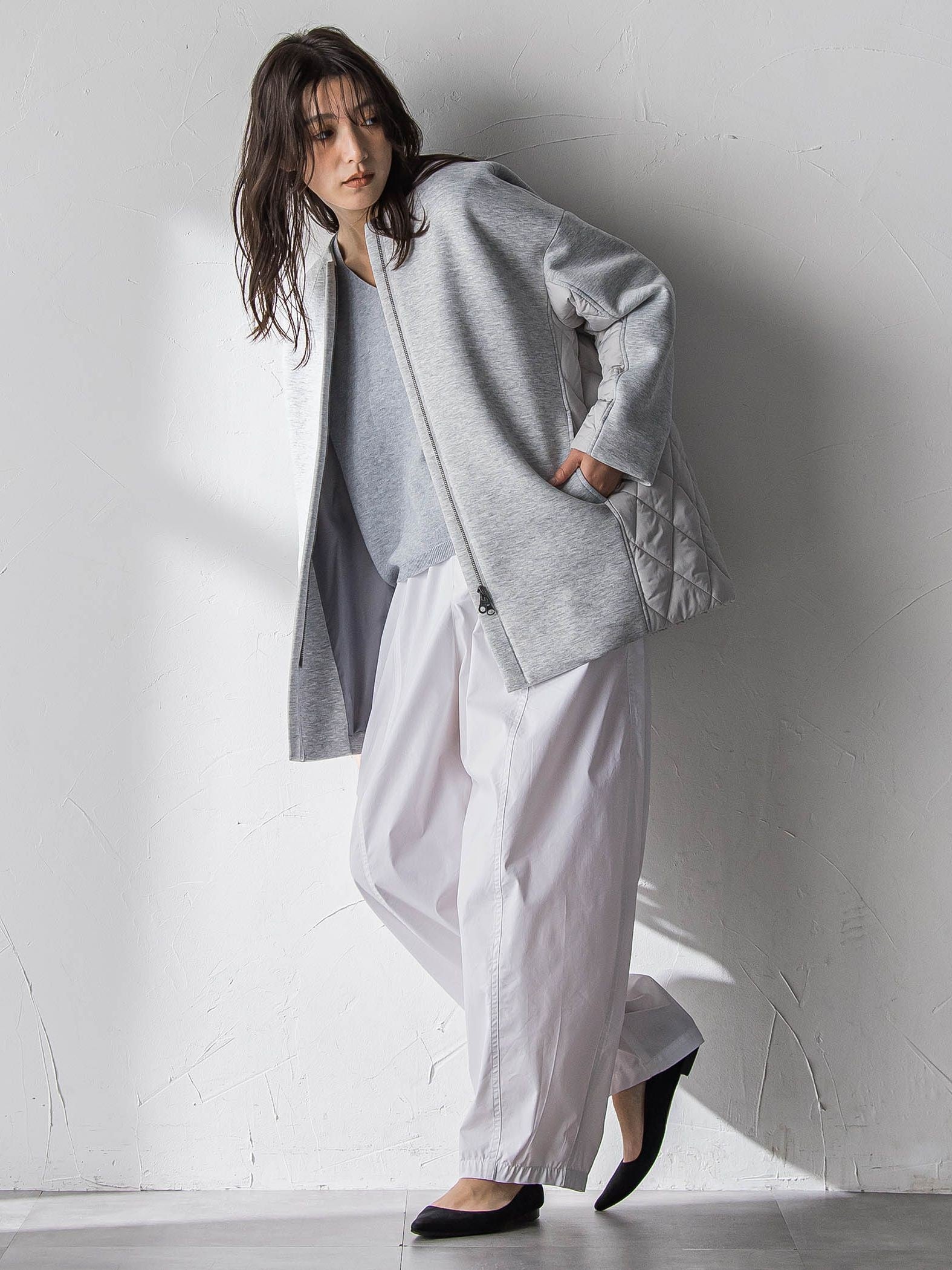 Vネックラメガーターニットプルオーバー≪手洗い可能≫