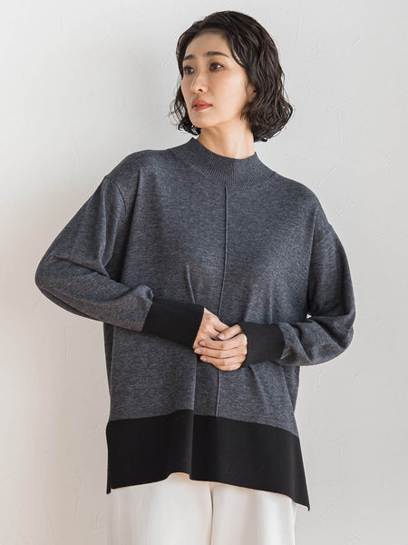 【大きいサイズ】ファインウールハイネックニット