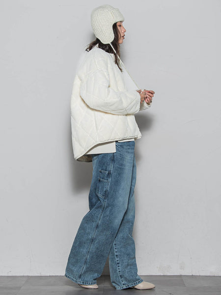 キルティング×フェイクファーリバーシブルブルゾン