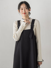 【新色追加】袖ボタンランダムリブニット≪手洗い可能≫