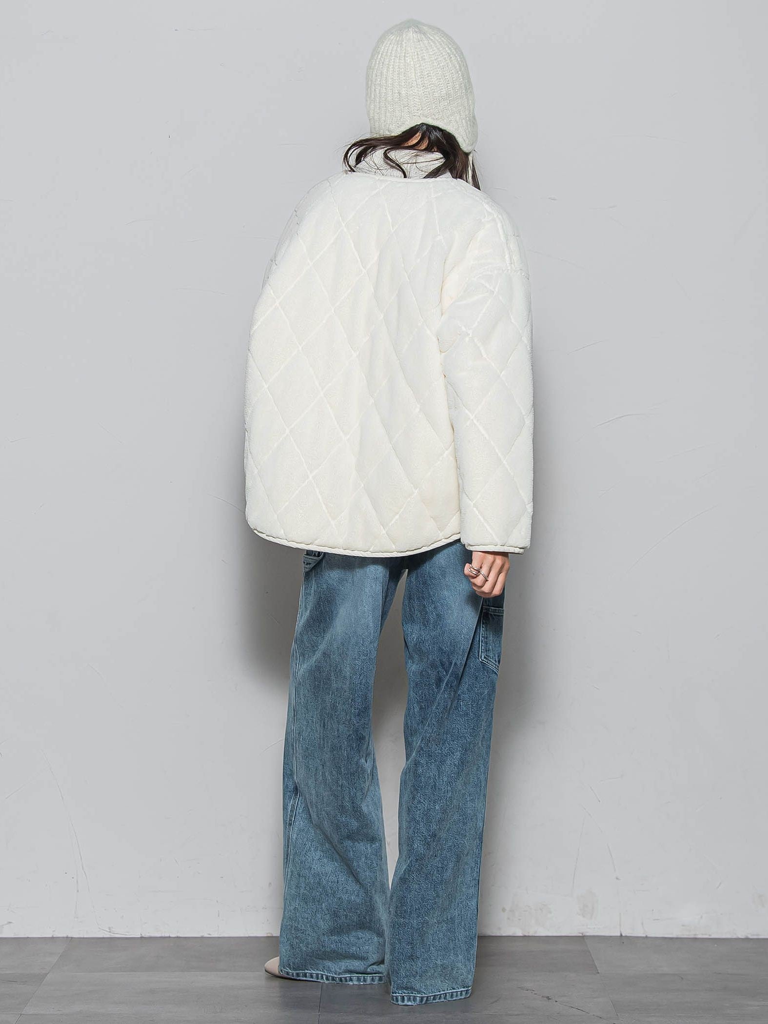 キルティング×フェイクファーリバーシブルブルゾン