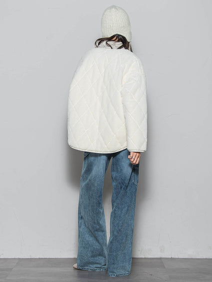 キルティング×フェイクファーリバーシブルブルゾン