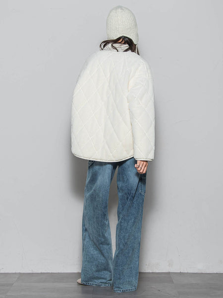 キルティング×フェイクファーリバーシブルブルゾン