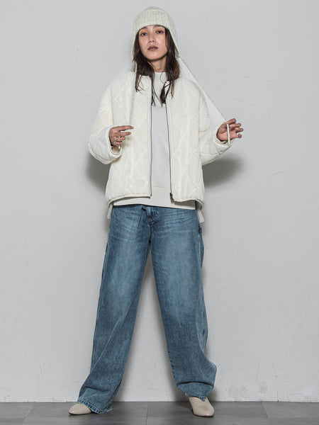 キルティング×フェイクファーリバーシブルブルゾン