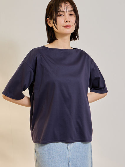 《予約》【連休。涼。軽やかに。】ボートネックT《汗じみ軽減 / 接触冷感》