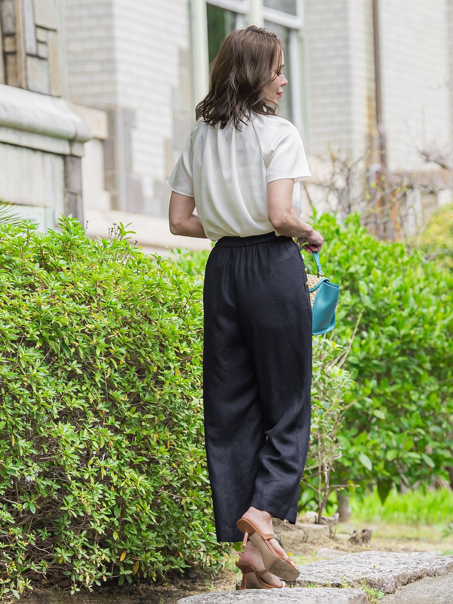 バブルサテンブラウス≪洗濯機で洗える≫