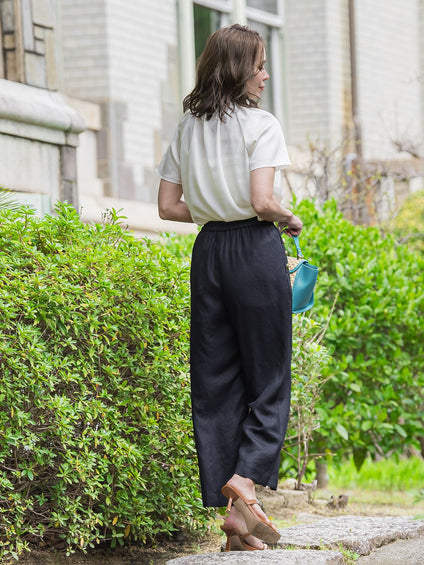 バブルサテンブラウス≪洗濯機で洗える≫