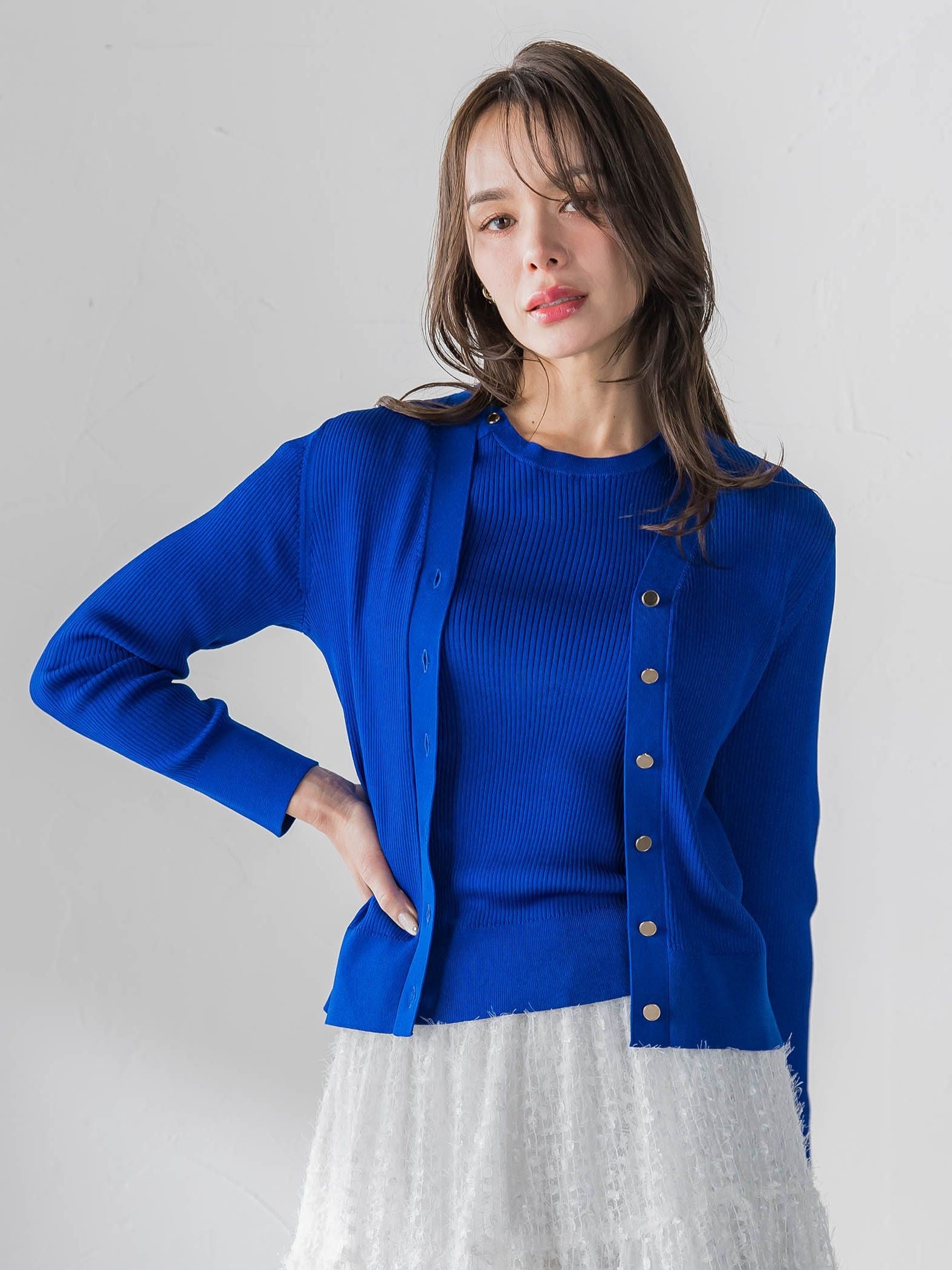 LUCINDAリブニットVカーディガン