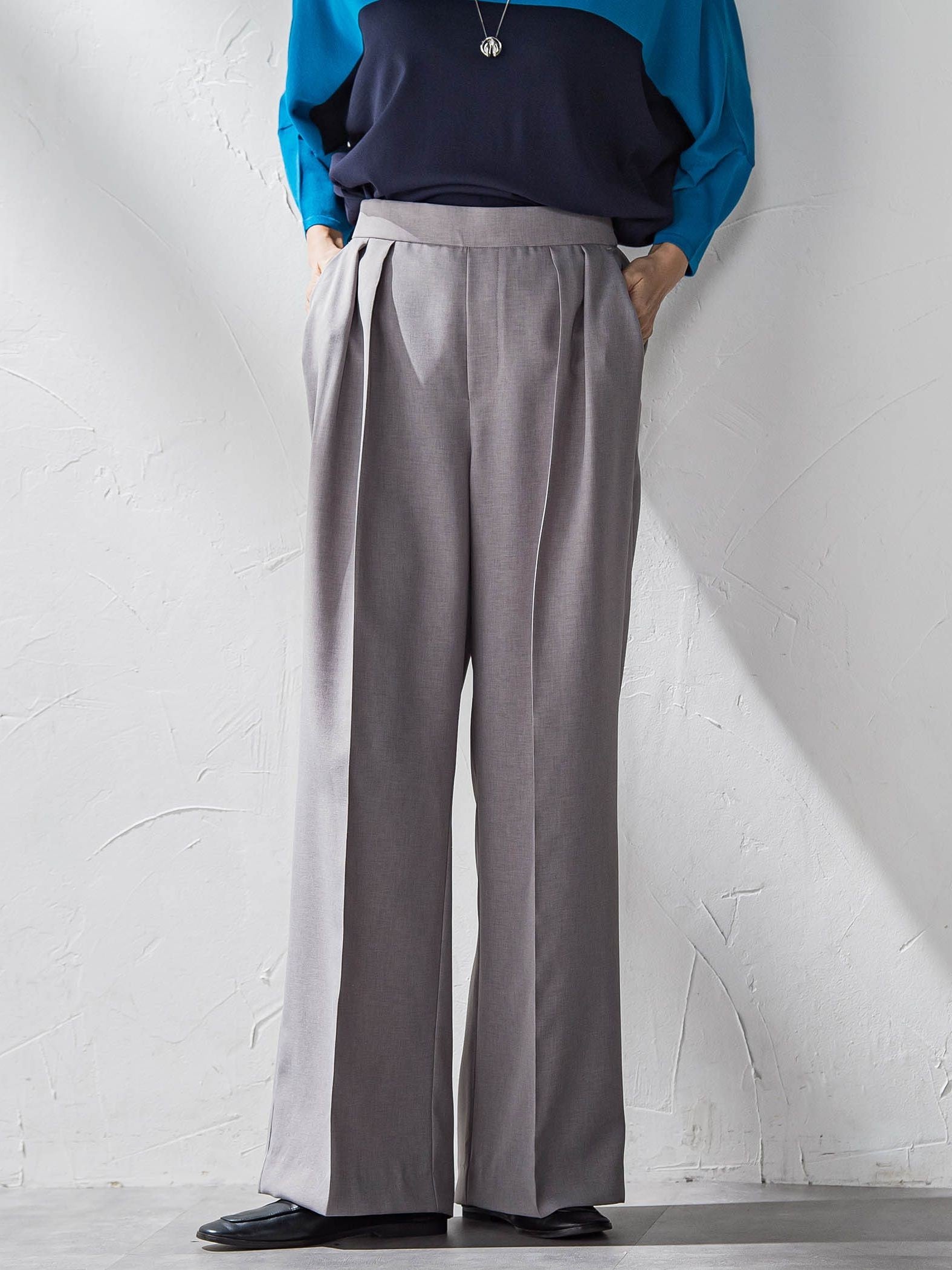 【WEB限定】タックワイドパンツ≪洗濯機で洗える≫