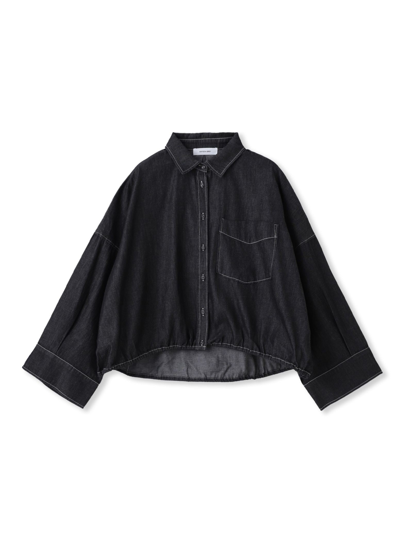 【WEB限定】ドロストクロップドデニムシャツ≪洗濯機で洗える≫