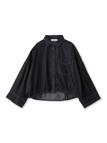 【WEB限定】ドロストクロップドデニムシャツ≪洗濯機で洗える≫
