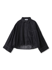 【WEB限定】ドロストクロップドデニムシャツ≪洗濯機で洗える≫
