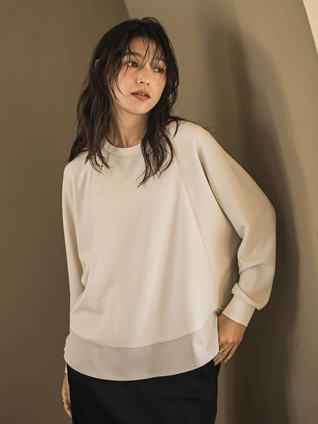 ビスコースポンチラウンドヘムドッキングプルオーバー