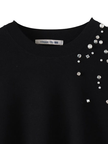 アシメパールビジューニット