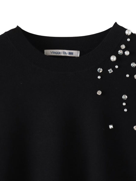 アシメパールビジューニット