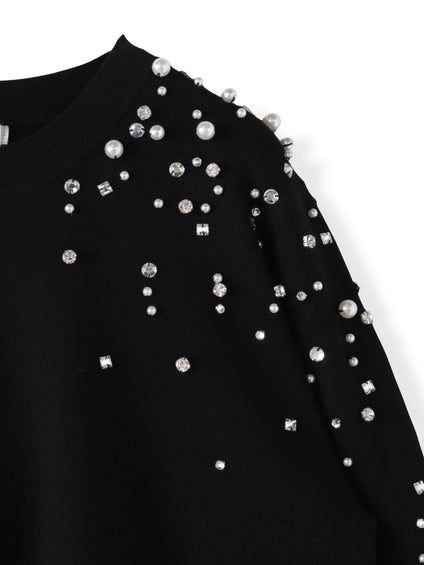 アシメパールビジューニット