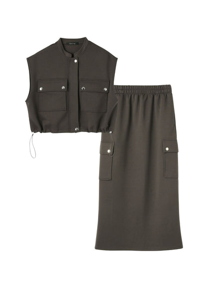 【SET】ダンボールニットベスト×スカート2ピース