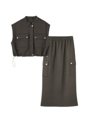 【SET】ダンボールニットベスト×スカート2ピース