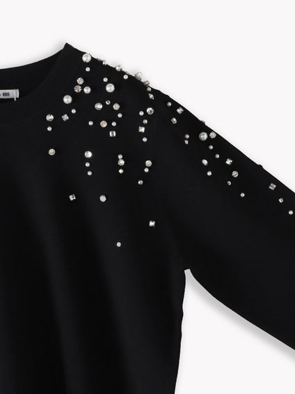 アシメパールビジューニット