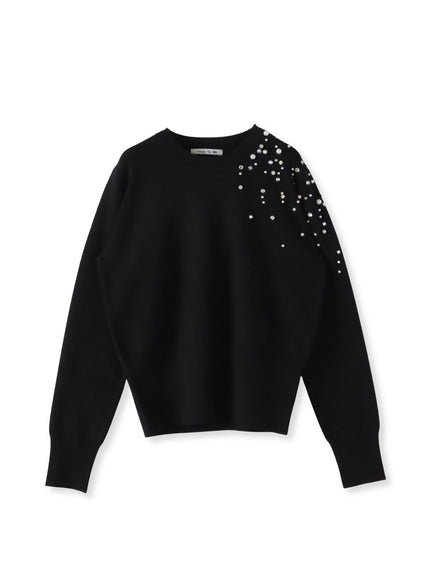 アシメパールビジューニット