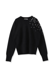 アシメパールビジューニット