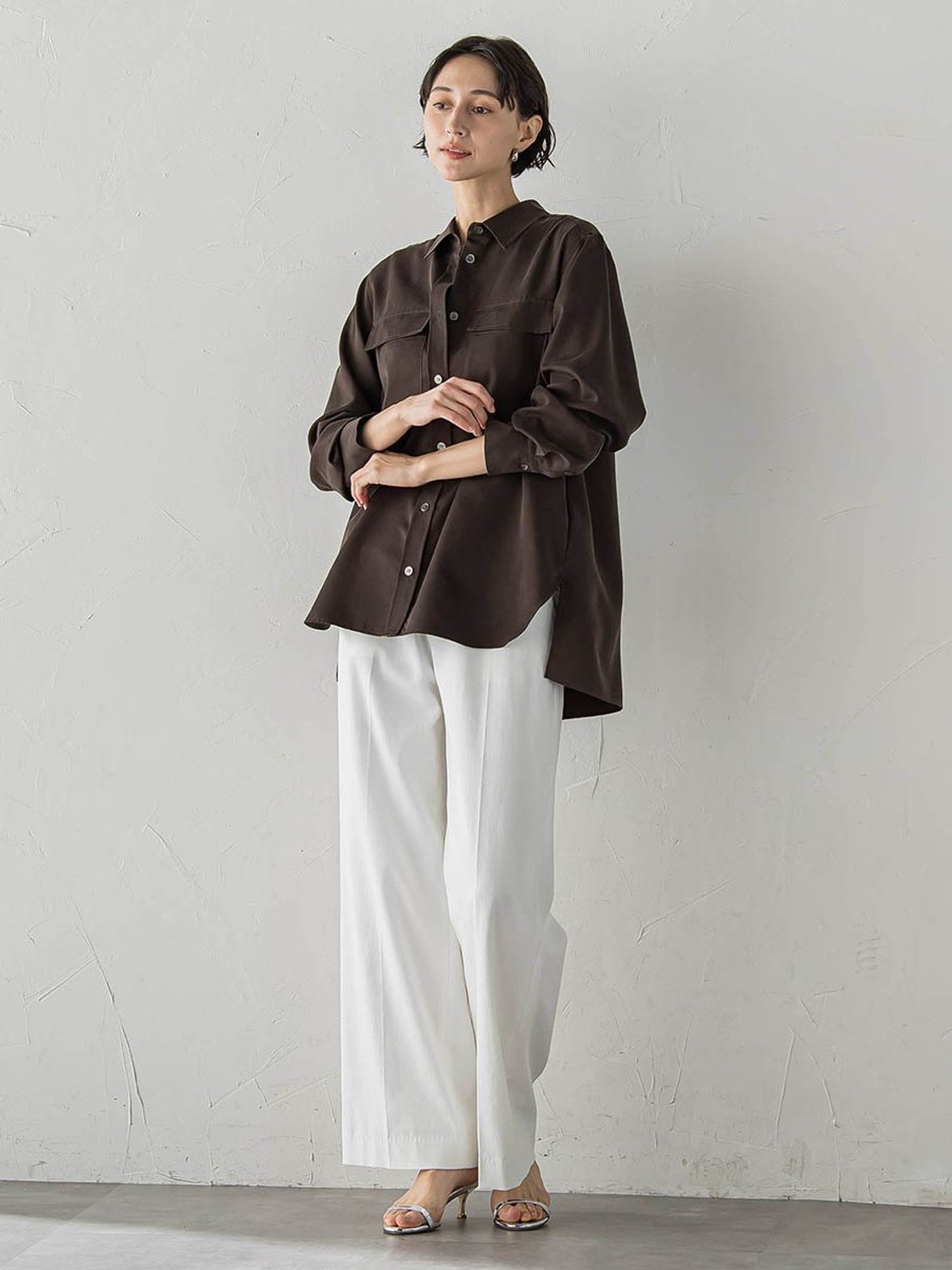 【WEB限定/+5cm丈長め】【極・名品パンツ】シェルタリングワイドパンツ