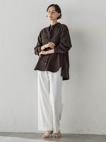 【WEB限定/+5cm丈長め】【極・名品パンツ】シェルタリングワイドパンツ